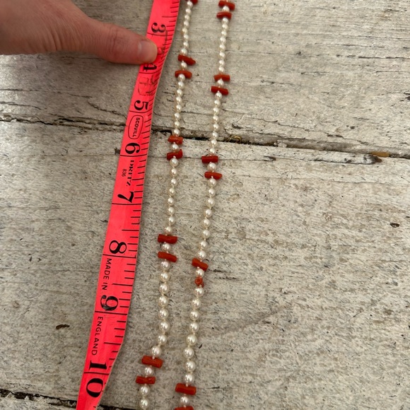 Vintage Genuine Pearl Coral And 14k Clasp Necklace - Picture 9 of 9